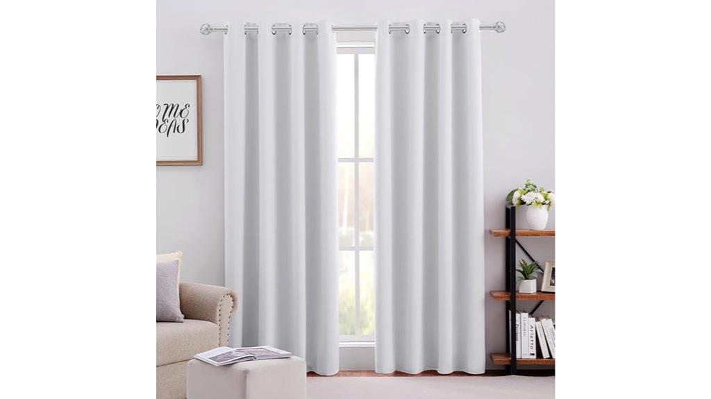 greyish white bedroom curtains