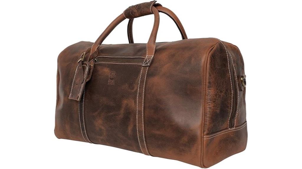 handmade leather travel duffel