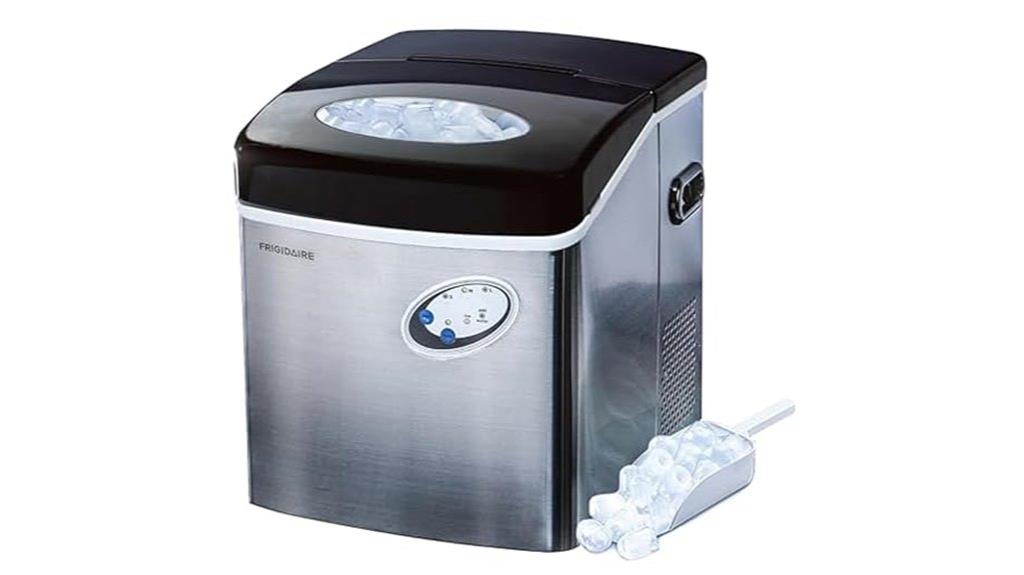 large stainless steel ice maker
