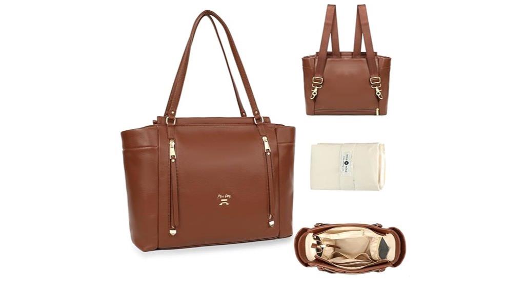 leather tote with pockets