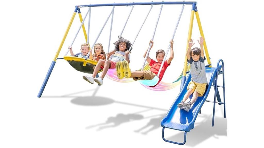 metal swing set with lights