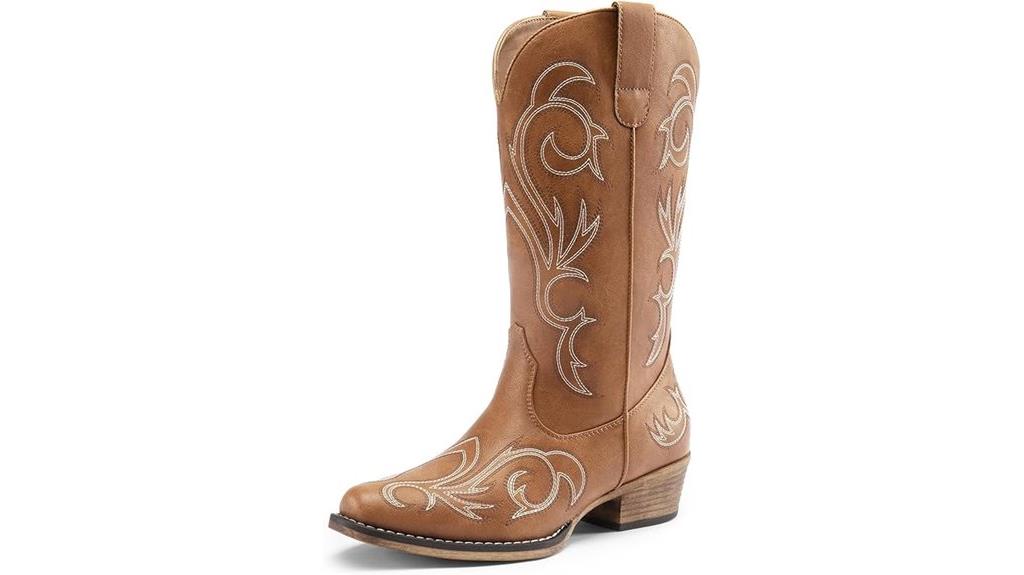 mid calf embroidered cowboy boots