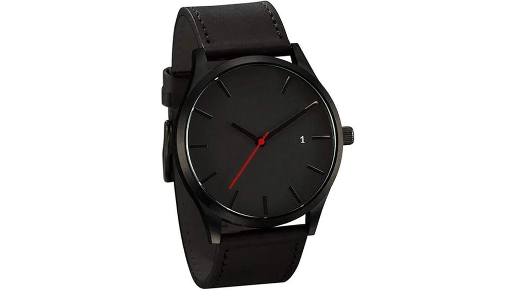 minimalist black leather watch