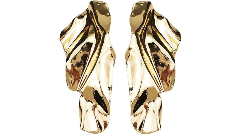 minimalist leaf metal earrings