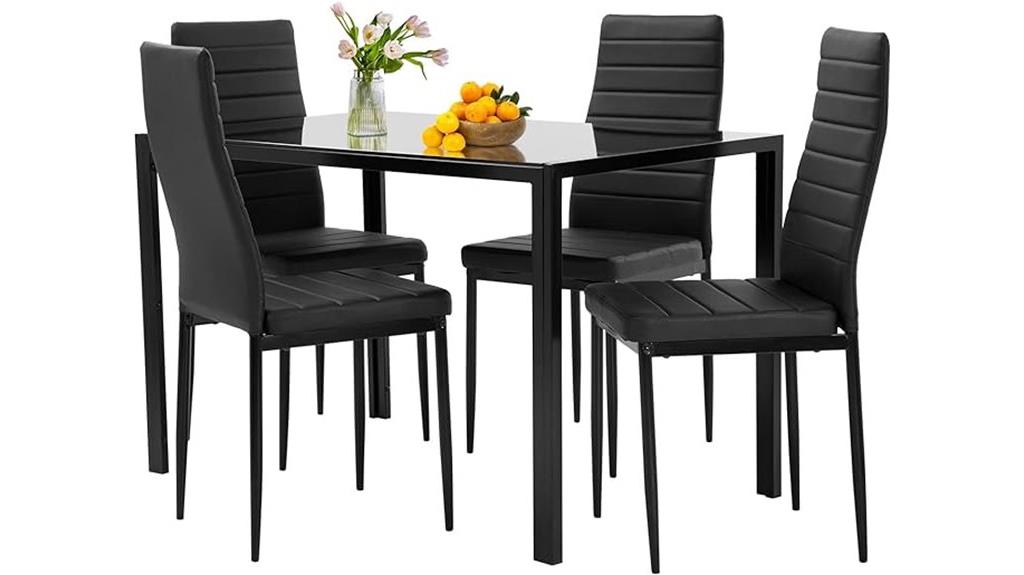 modern five piece dining set