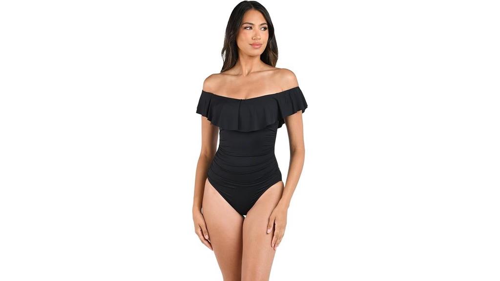 off shoulder ruffle swimsuit