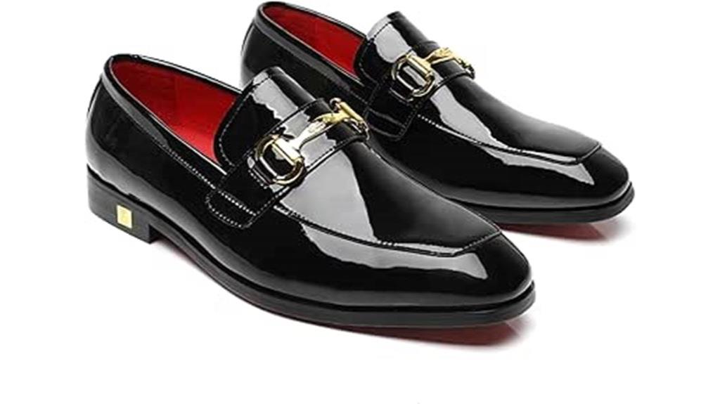 patent leather tuxedo loafers