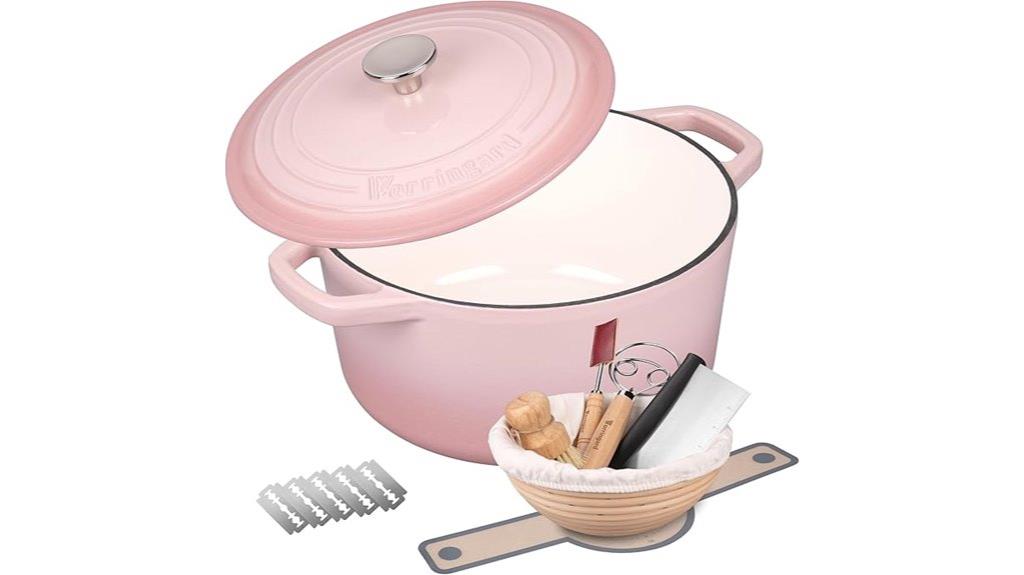 pink enamel cast iron pot