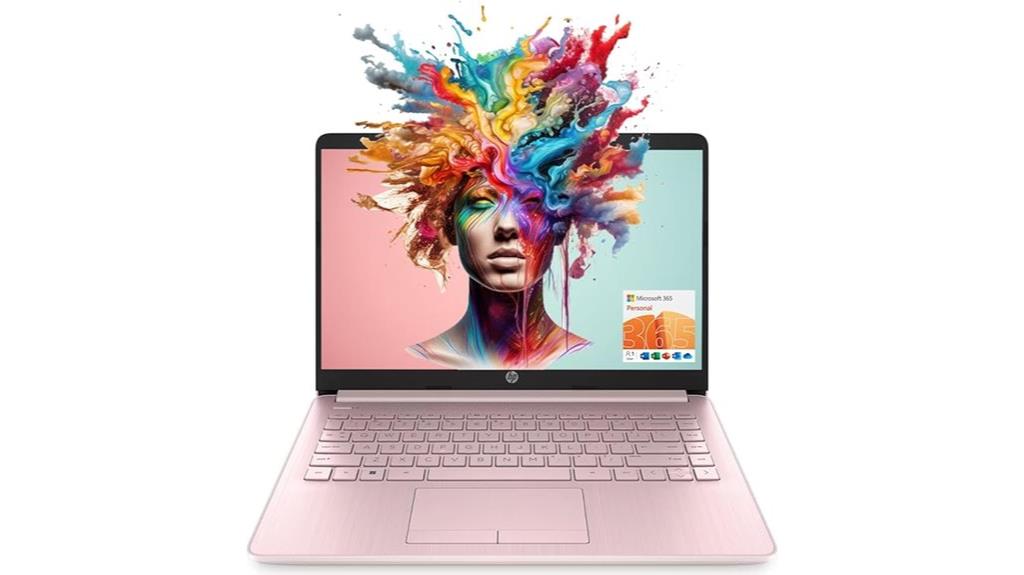 pink hp laptop with 14 display