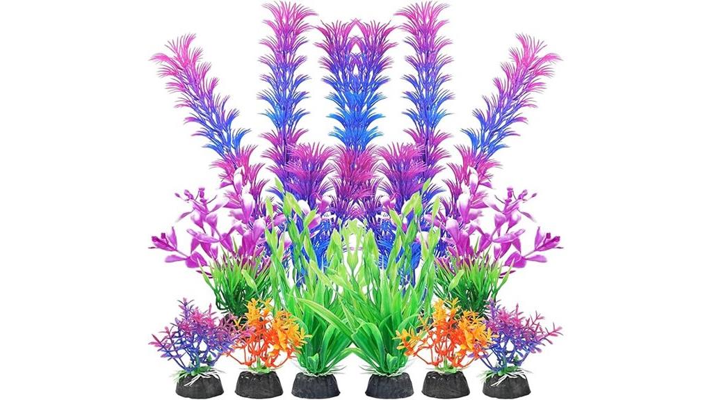 purple plastic fish plants