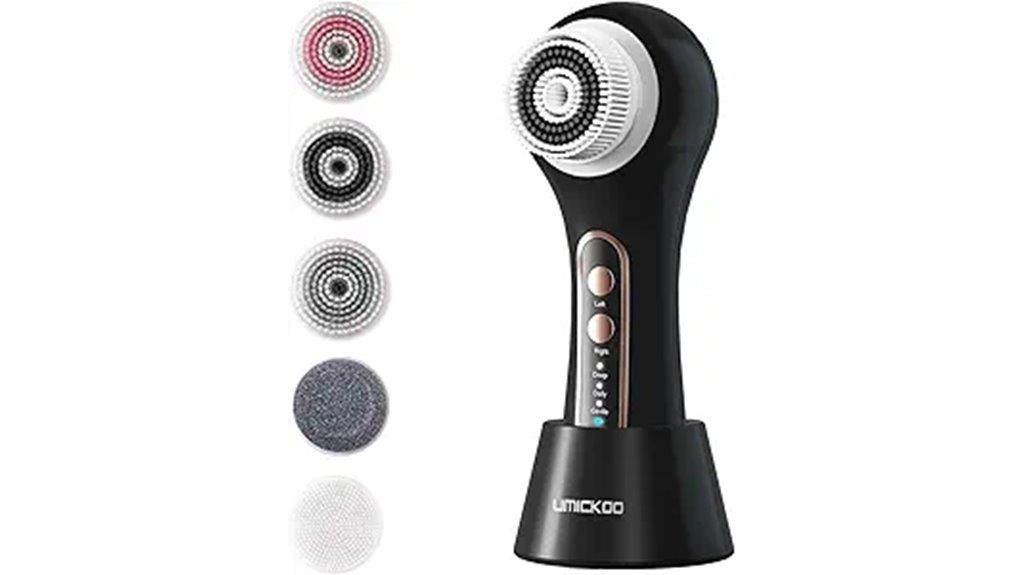 rechargeable facial brush includes five