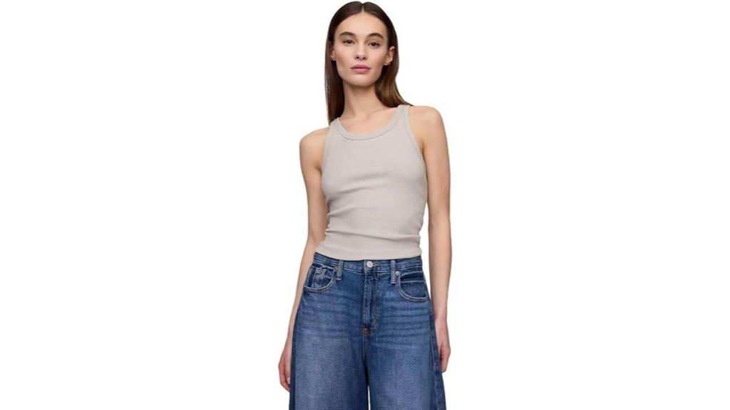 ribbed high neck tank