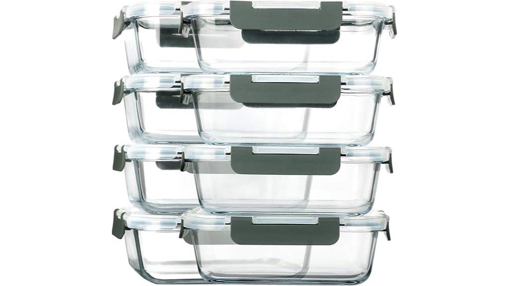 set of eight glass containers