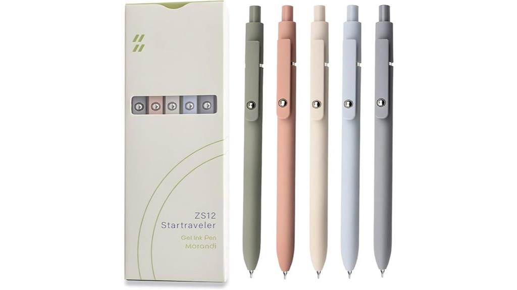 set of five black gel pens