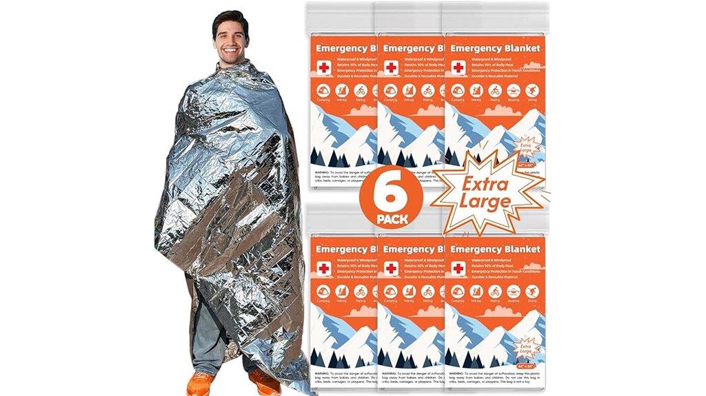 six pack emergency thermal blankets