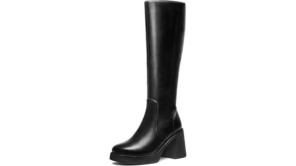stylish black knee high boots