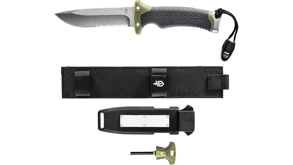 survival knife with fire