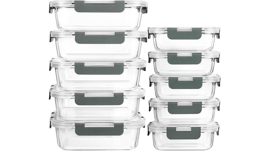 ten glass meal prep containers
