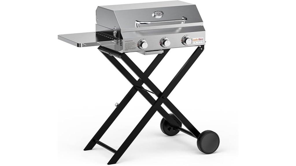 three burner foldable grill