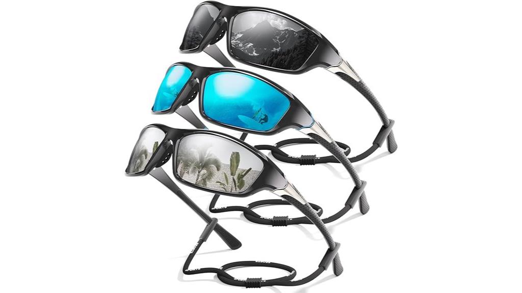 three polarized sport sunglasses