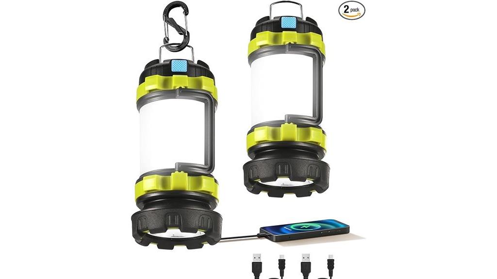 two rechargeable camping lanterns