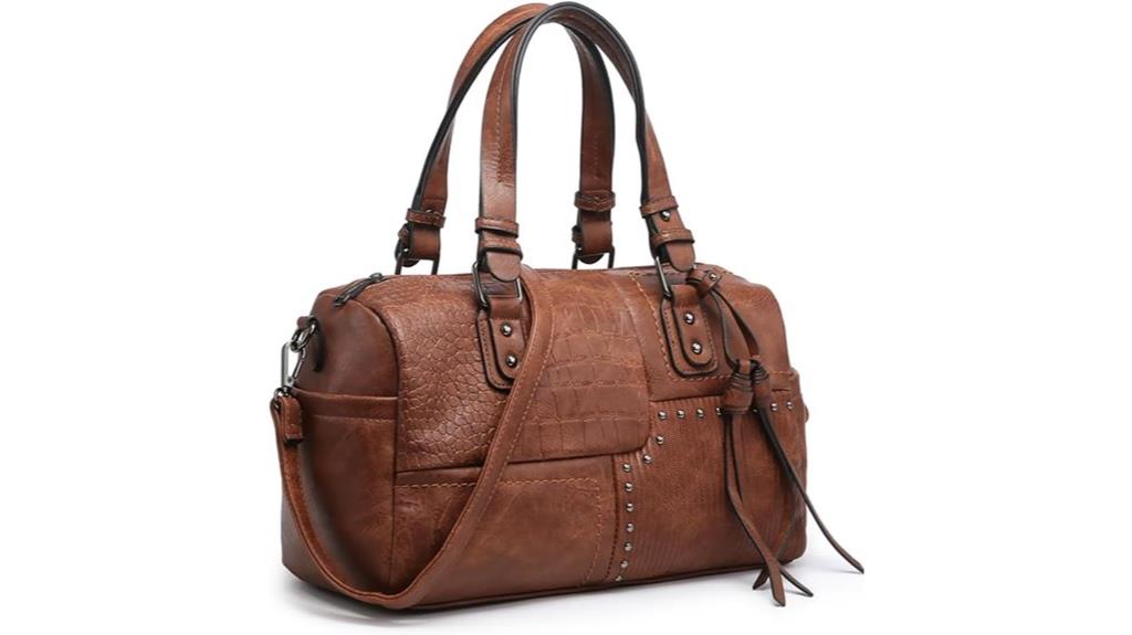 vegan leather barrel bag