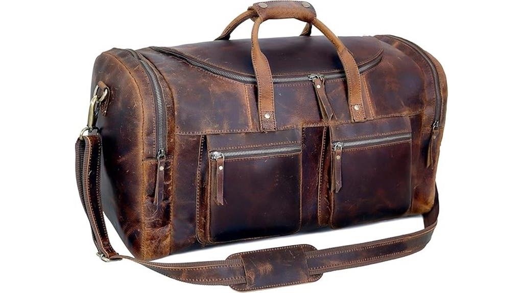 vintage leather travel bag