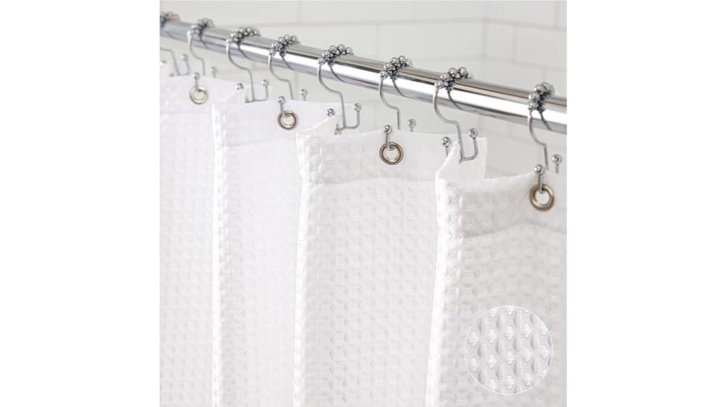 white waffle shower curtain