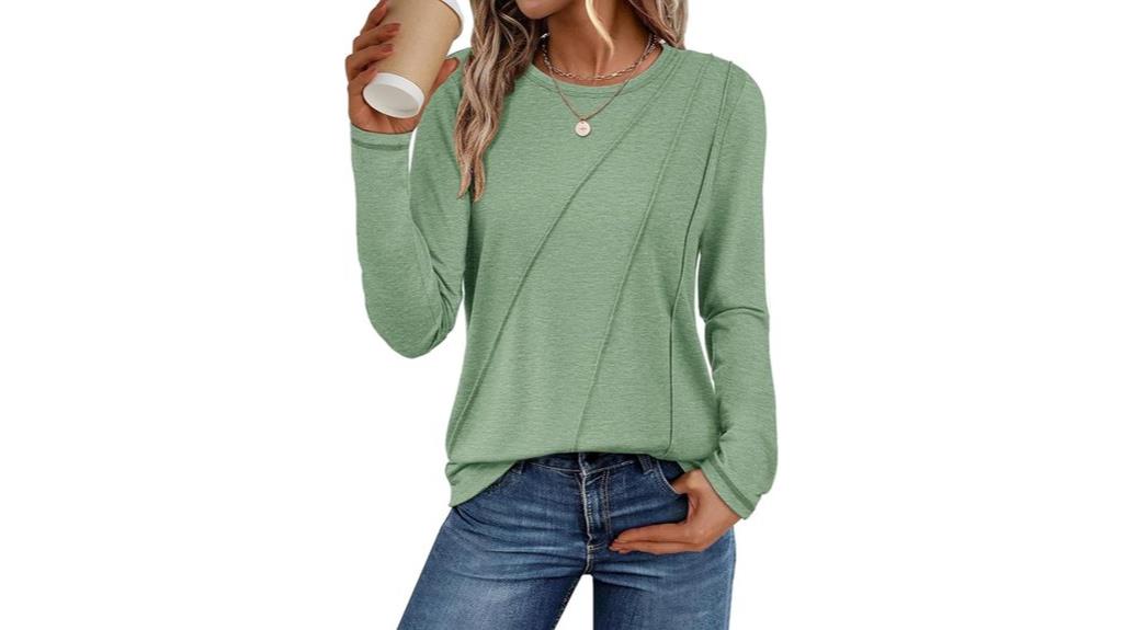 women s long sleeve pleated tops