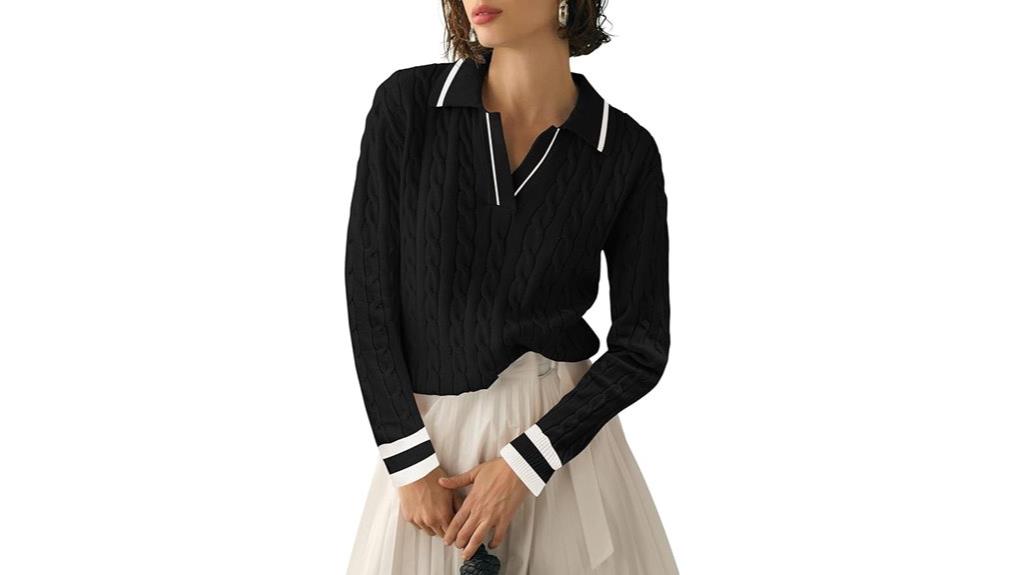 women s v neck cable sweater