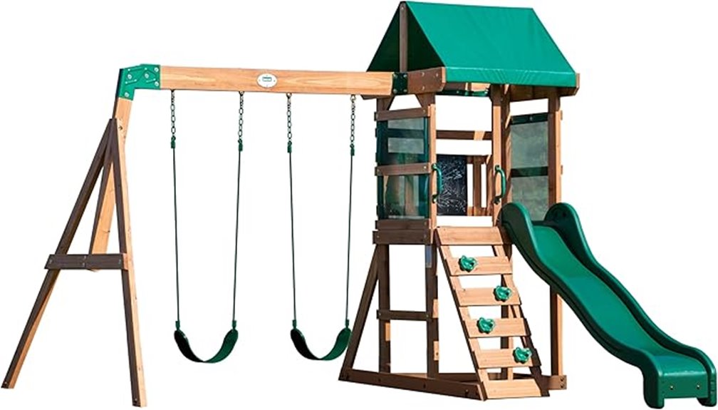 wooden backyard playset