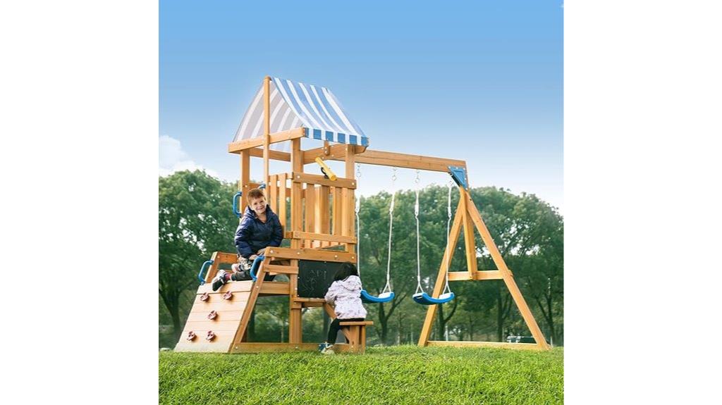 wooden outdoor kids swing