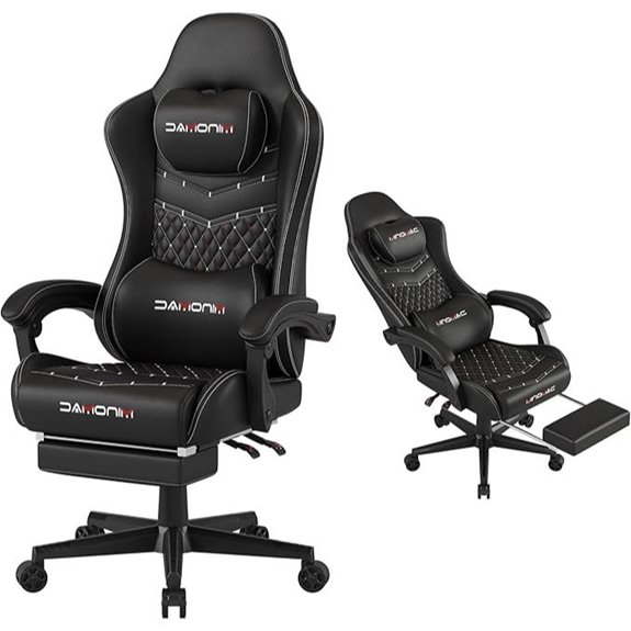 Ergonomic Gaming Chair with Footrest and Back Support