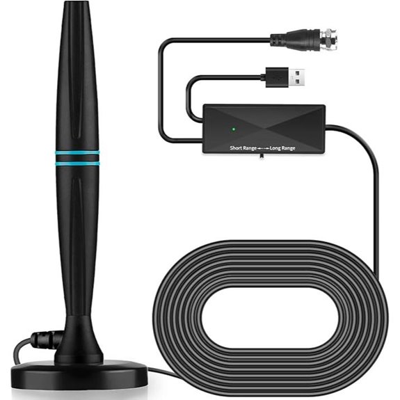 Indoor TV Antenna with Signal Booster (Dark Grey)