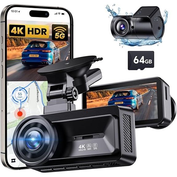 COOLCRAZY 4K+1080P Dual Dash Cam with WiFi