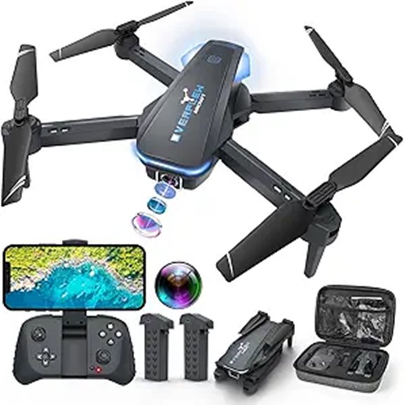 Drone with 1080P Camera Foldable Voice Control 2 Batteries