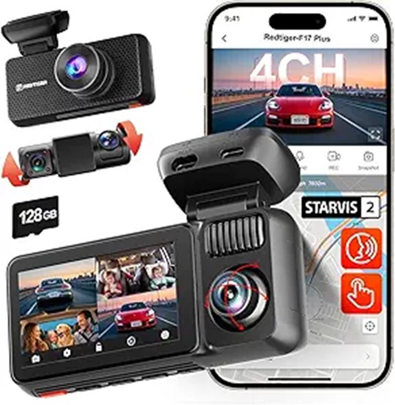 REDTIGER F17 Plus 4-Channel 360° Dash Cam with Night Vision