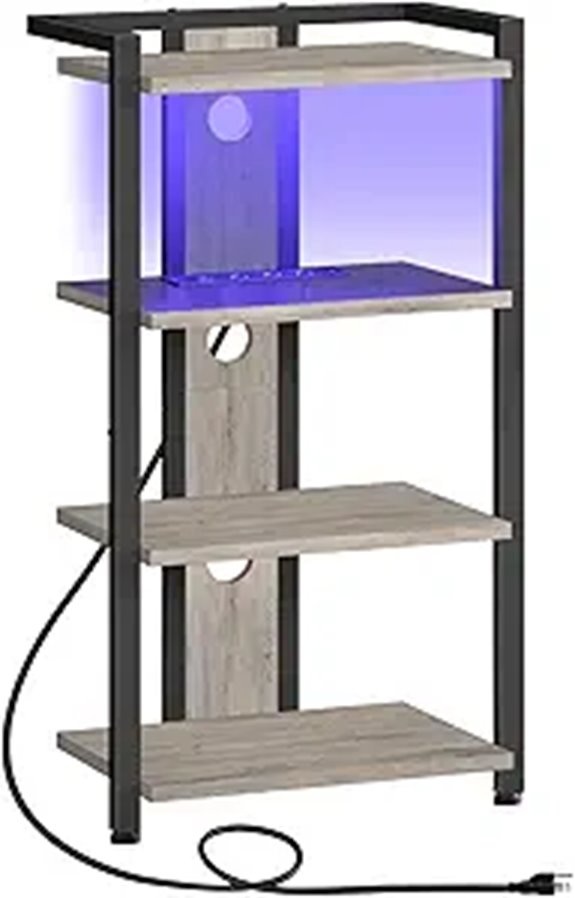 HOOBRO 4-Tier Media Stand with Charging & LED