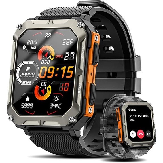Military Smartwatch for Men with Blood Pressure Tracking