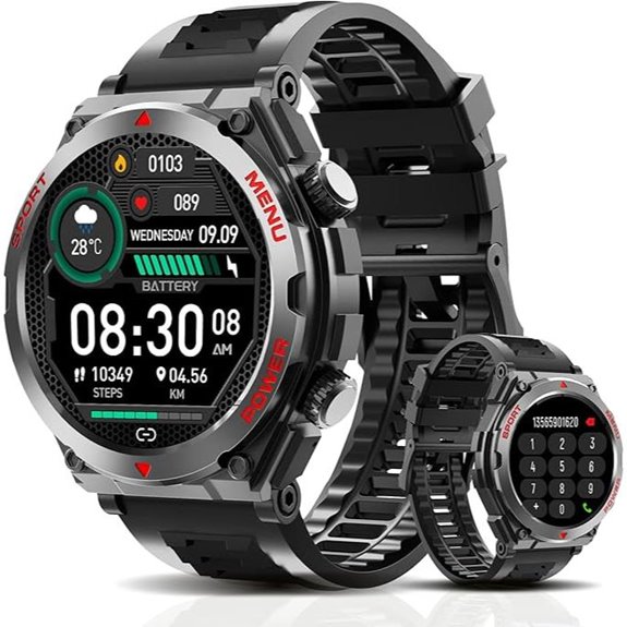 Military Smartwatch with Heart Rate Blood Oxygen and Call Features