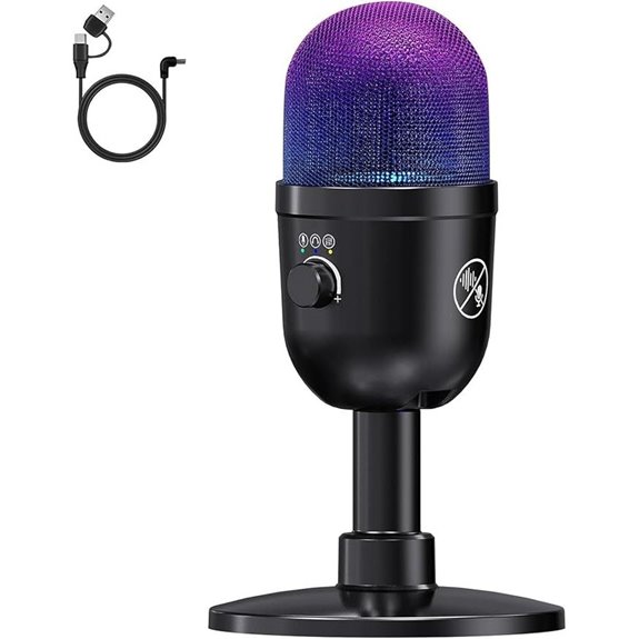 USB Microphone with RGB Lighting for PC and Gaming