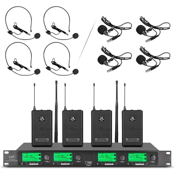 Wireless UHF Microphone System with 4 Lavalier Sets