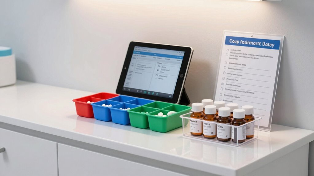 organized labeled medication storage