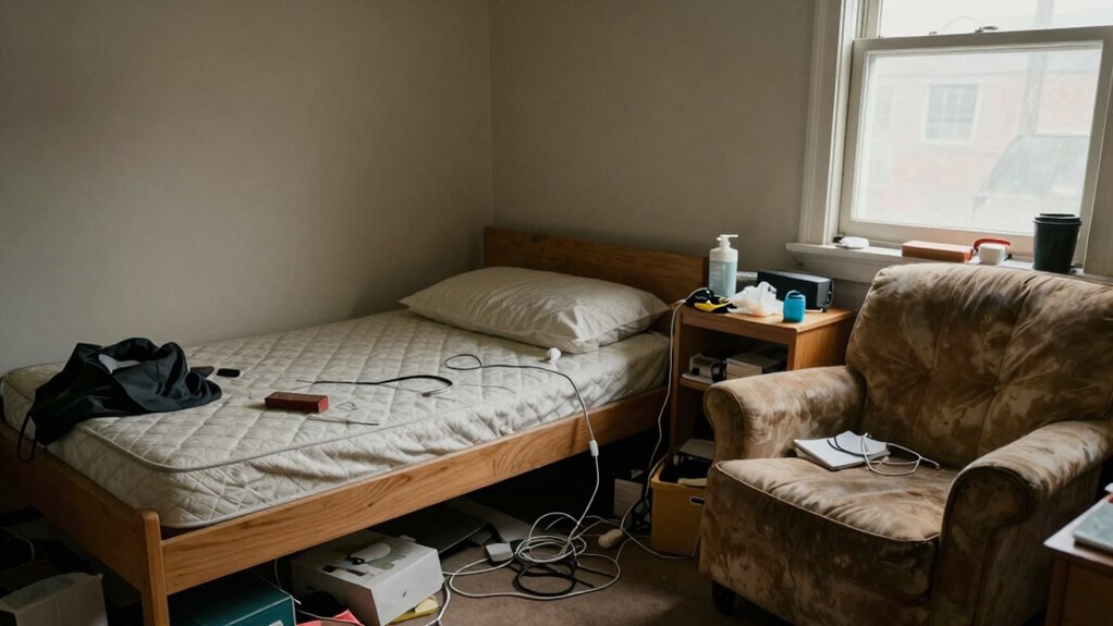 poorly planned bedroom setup